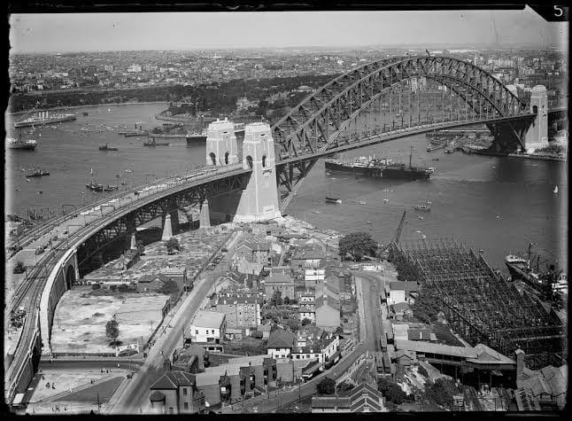 Historic view of Sydney Harbour Bridge
